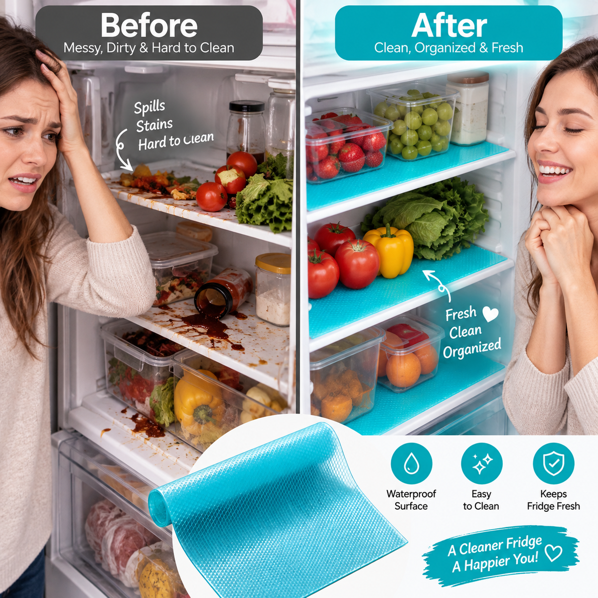 Non-Slip EVA Refrigerator Shelf Liners – Waterproof & Washable