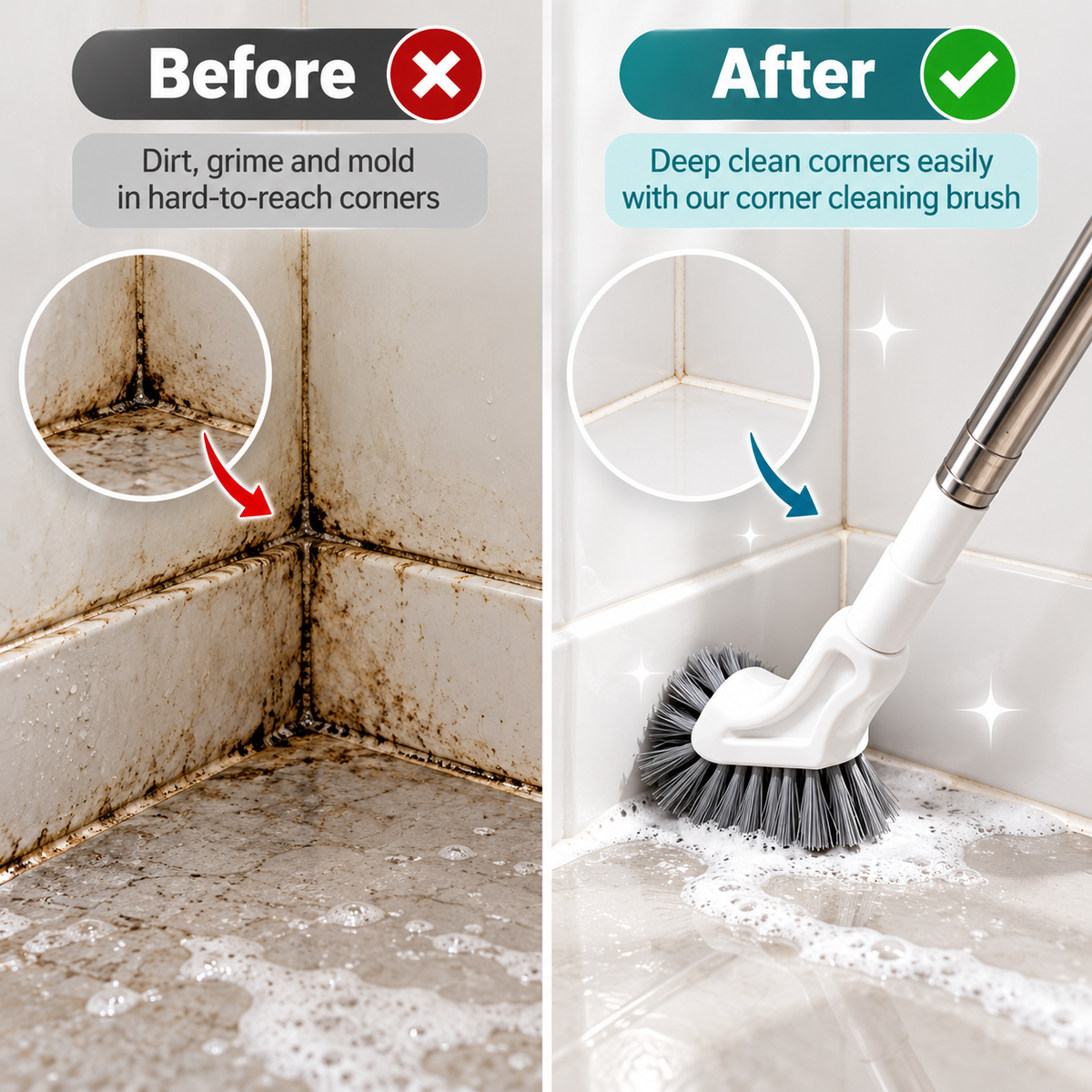 Extendable L-Shaped Crevice Cleaning Brush