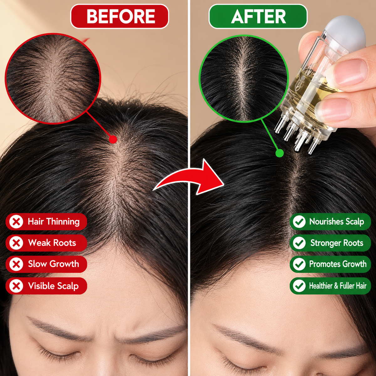 Multifunctional Scalp Applicator Comb – 6ml