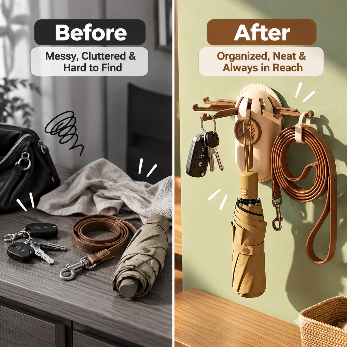360° Rotating Wall-Mounted Multi-Purpose Hook Organizer