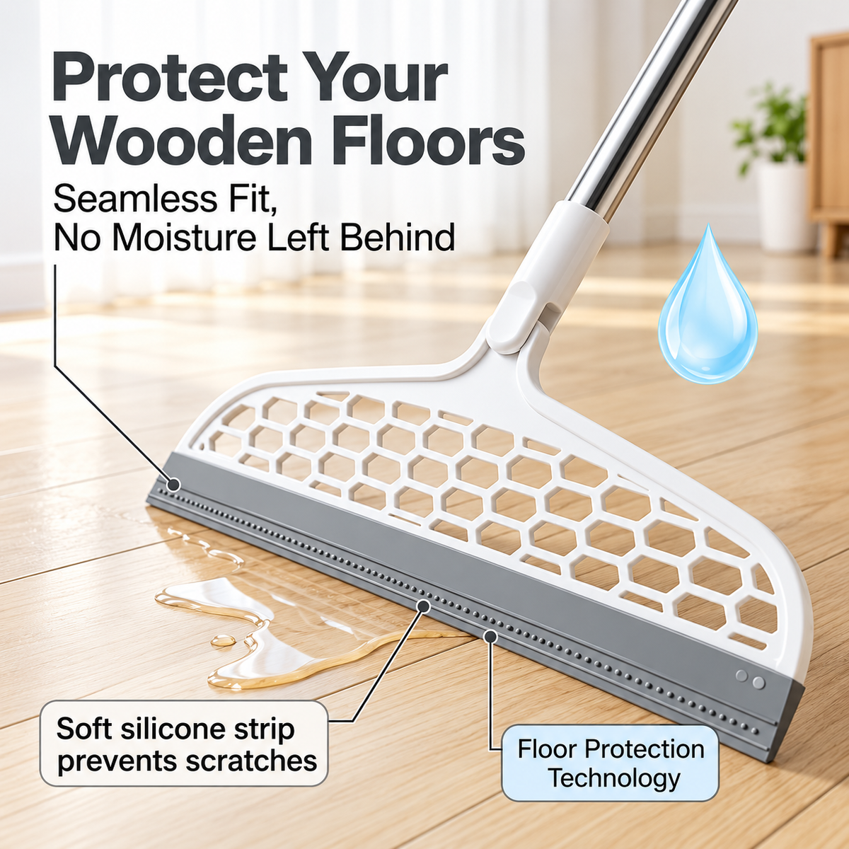 Multifunctional Silicone Floor Squeegee – 180° Rotatable