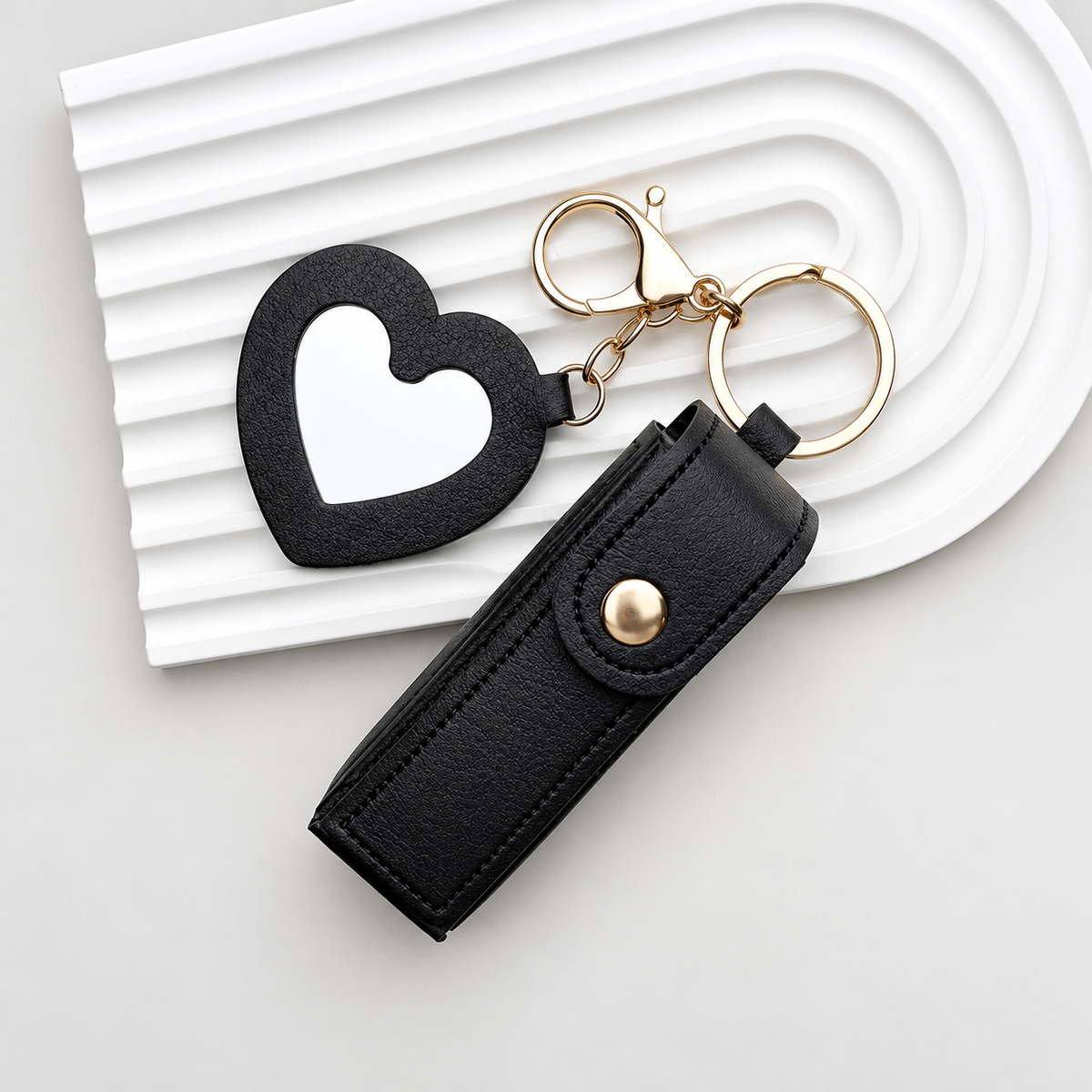 Heart Mirror Keychain & Lipstick Holder