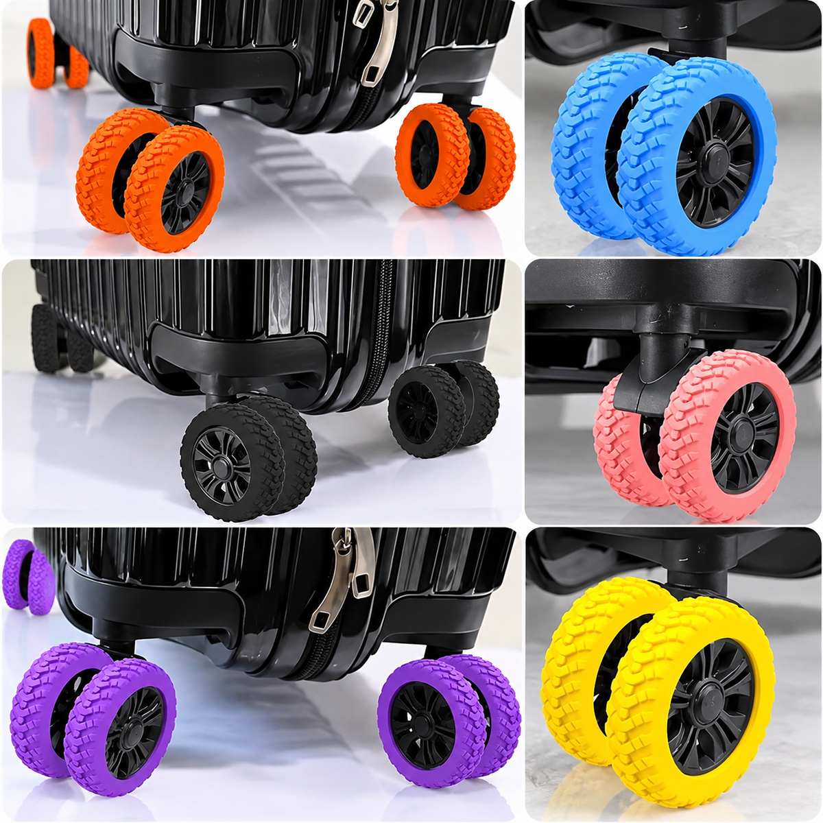 Silicone Suitcase Wheel Covers – Anti-Scratch Travel Protectors