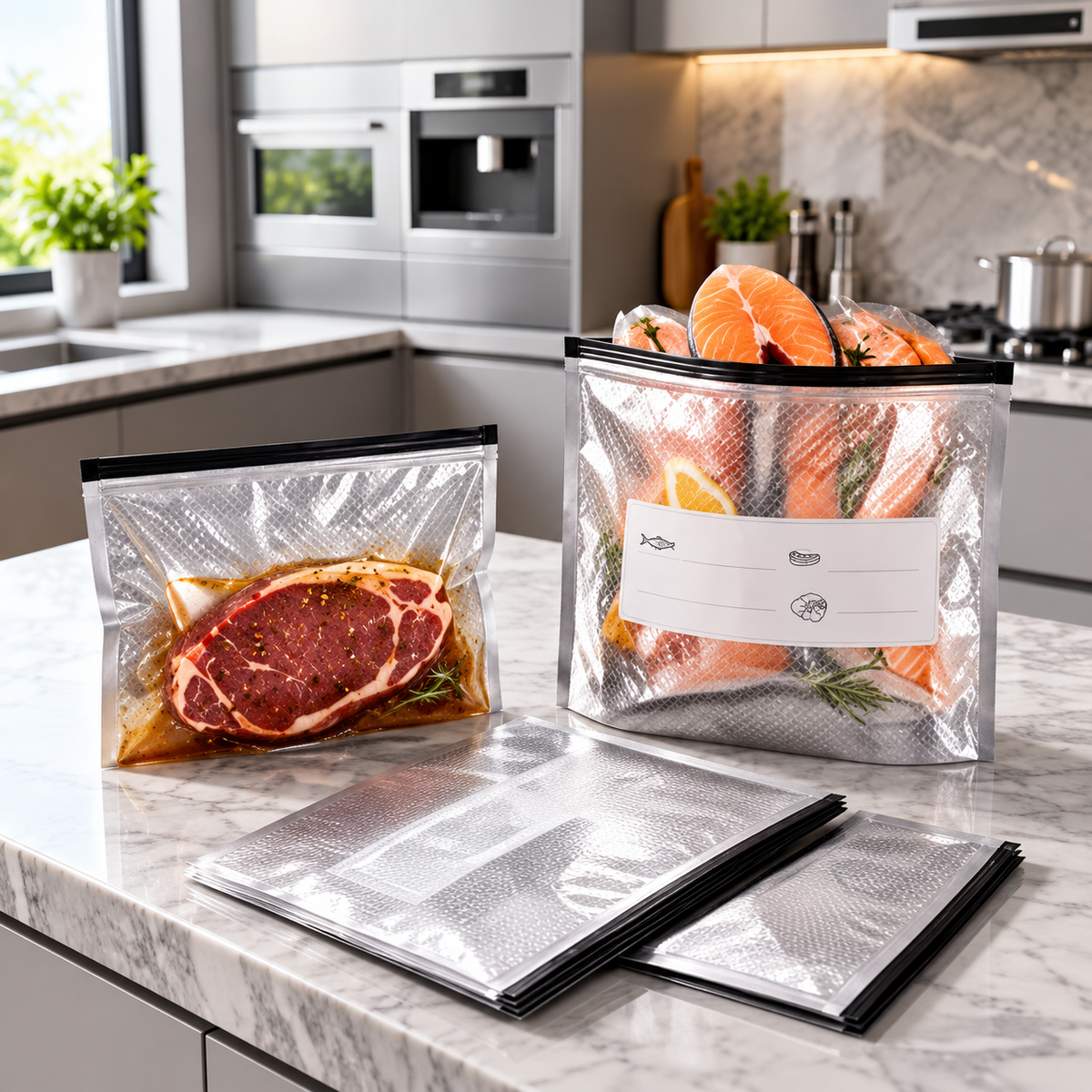 Reusable Aluminum Food Storage Bags with Zipper Seal