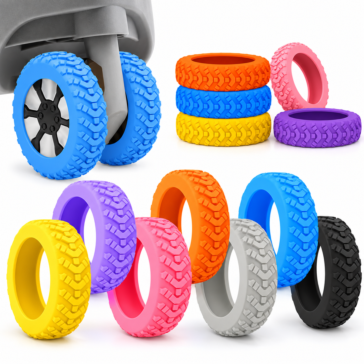 Silicone Suitcase Wheel Covers – Anti-Scratch Travel Protectors