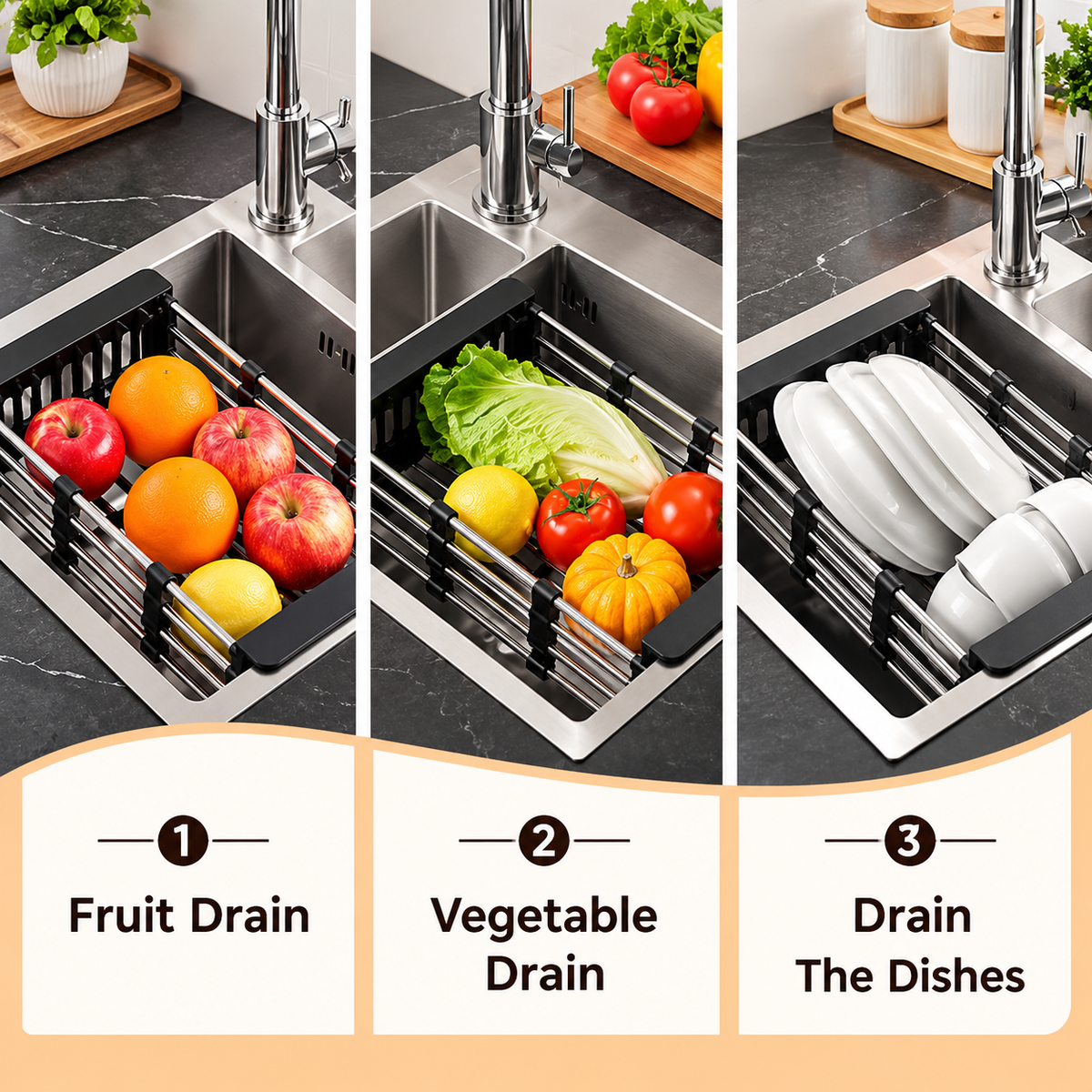 Adjustable Sink Drain Rack