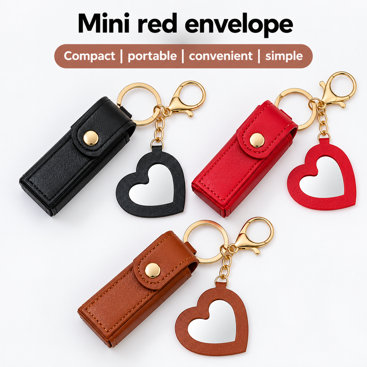 Heart Mirror Keychain & Lipstick Holder