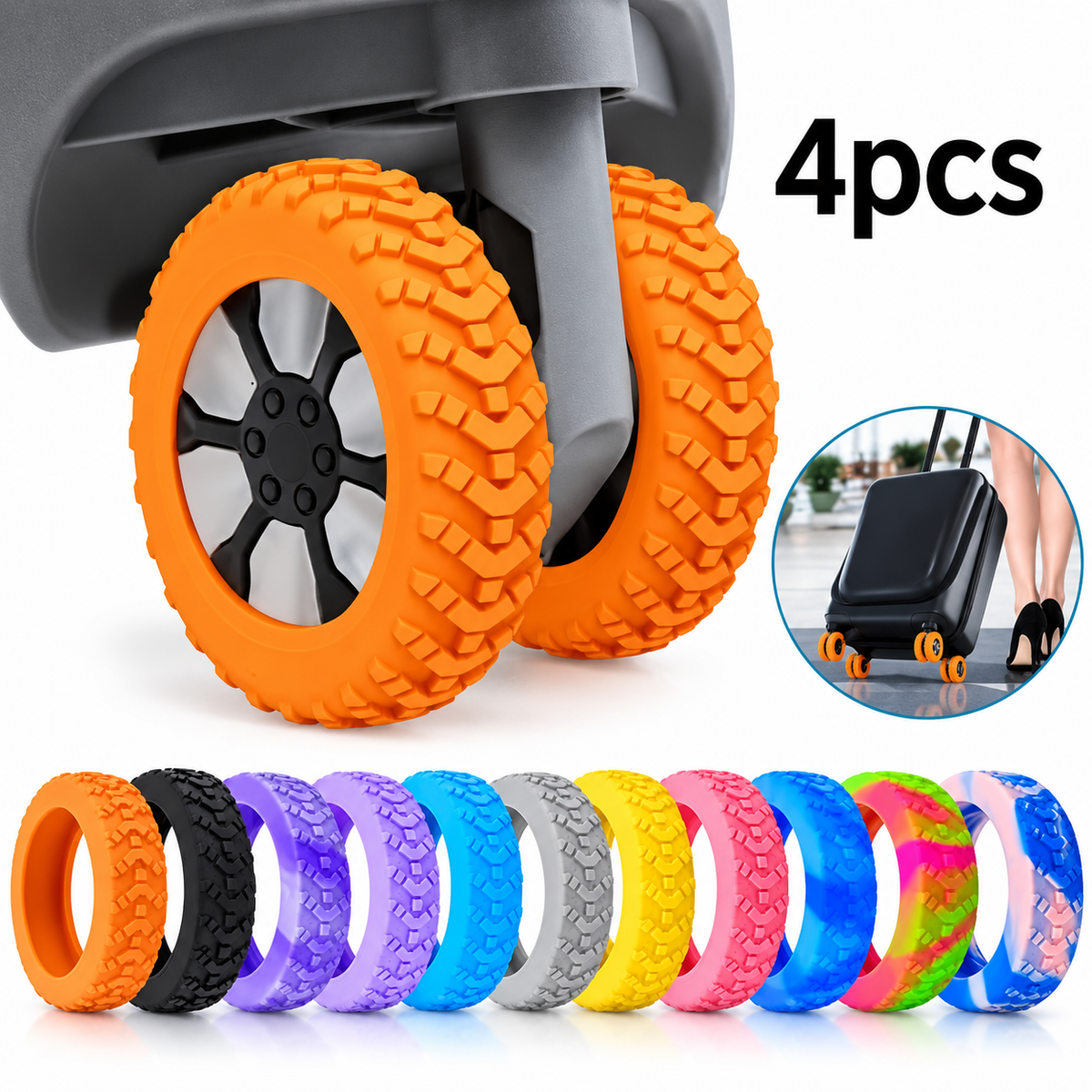 Silicone Suitcase Wheel Covers – Anti-Scratch Travel Protectors