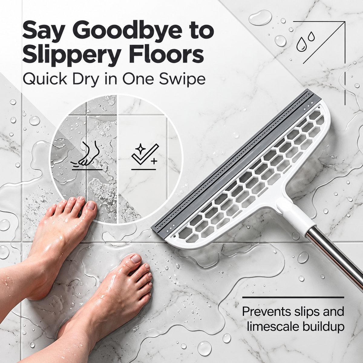 Multifunctional Silicone Floor Squeegee – 180° Rotatable