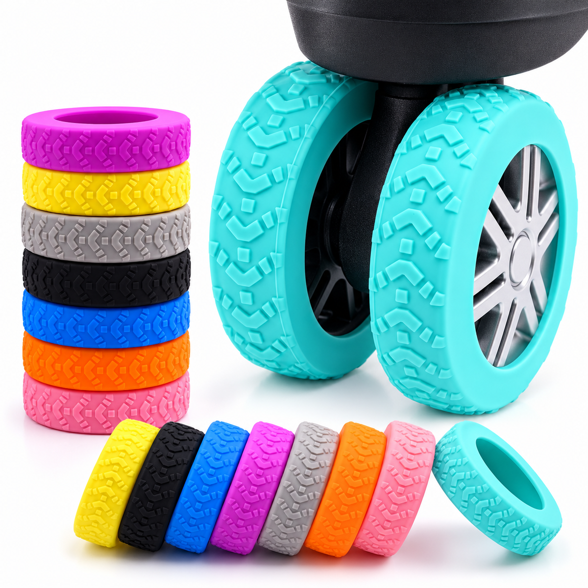 Silicone Suitcase Wheel Covers – Anti-Scratch Travel Protectors