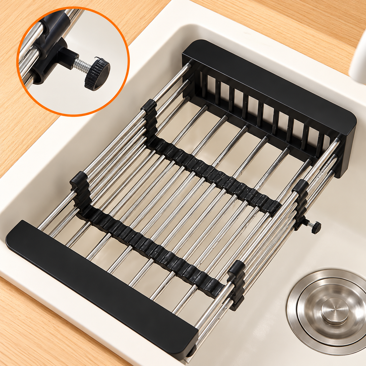 Adjustable Sink Drain Rack