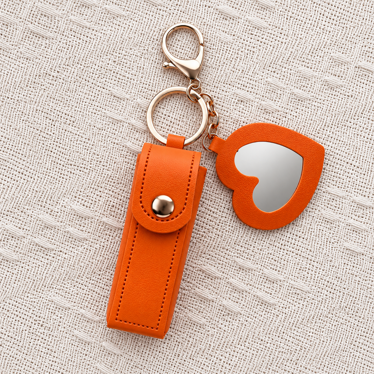 Heart Mirror Keychain & Lipstick Holder