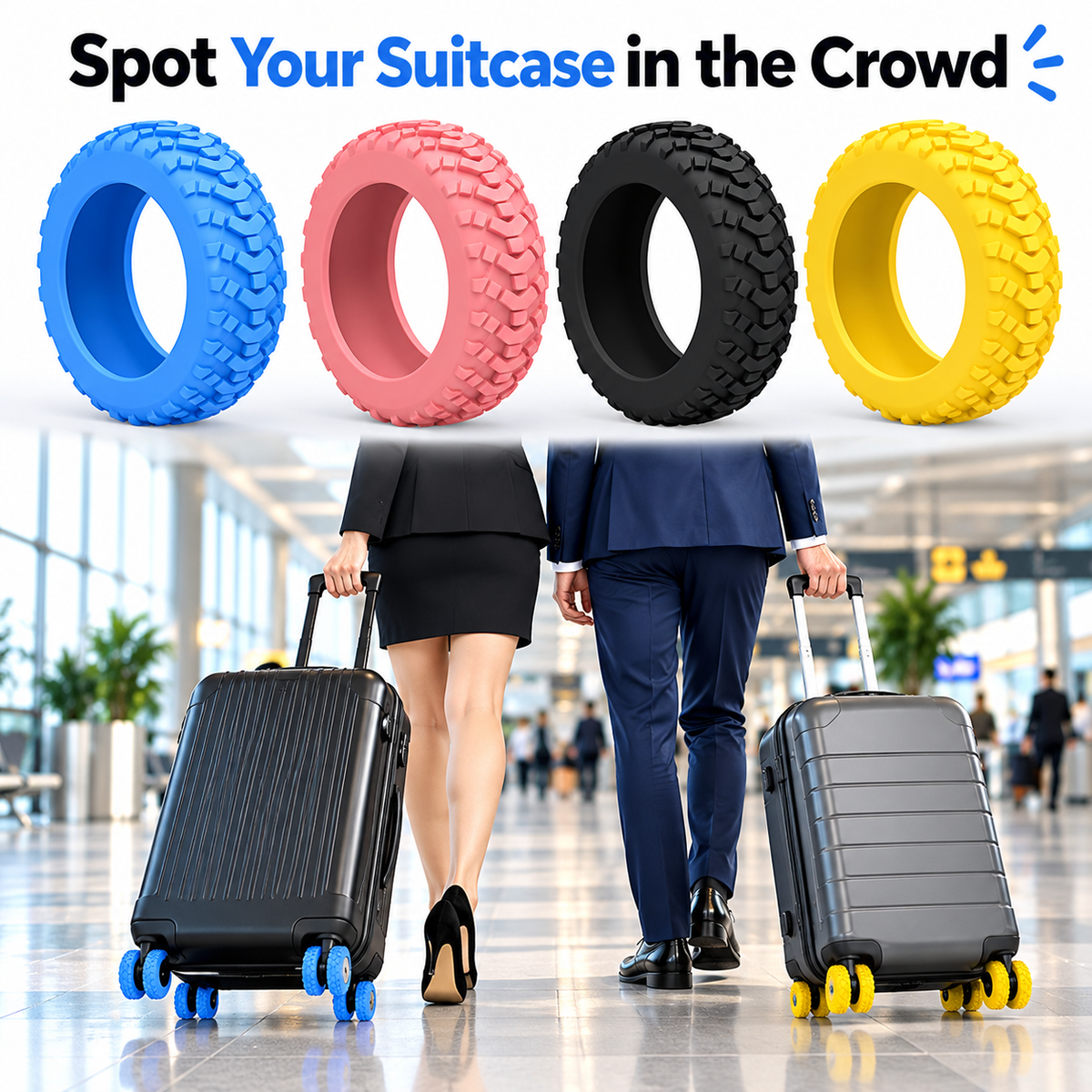 Silicone Suitcase Wheel Covers – Anti-Scratch Travel Protectors