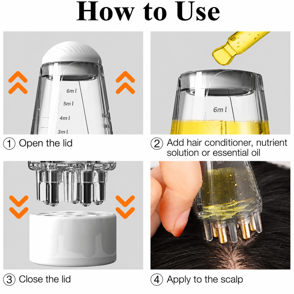 Multifunctional Scalp Applicator Comb – 6ml