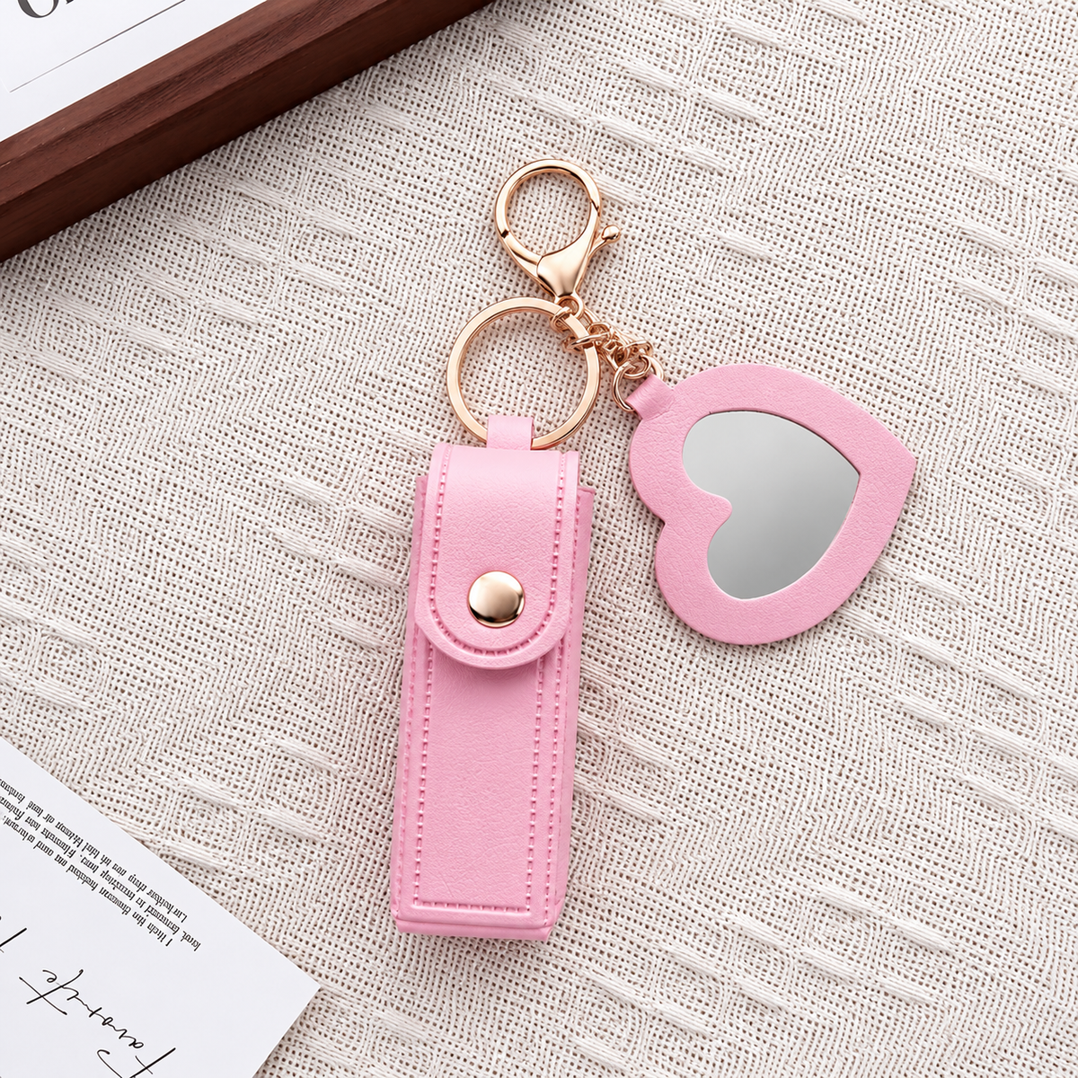 Heart Mirror Keychain & Lipstick Holder