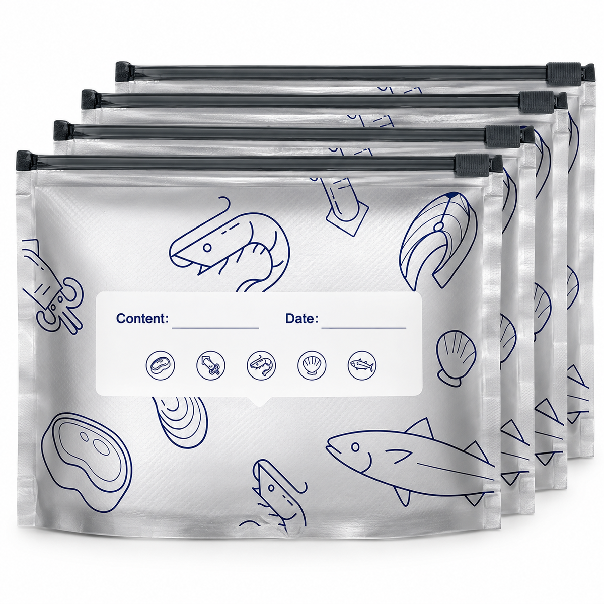 Reusable Aluminum Food Storage Bags with Zipper Seal
