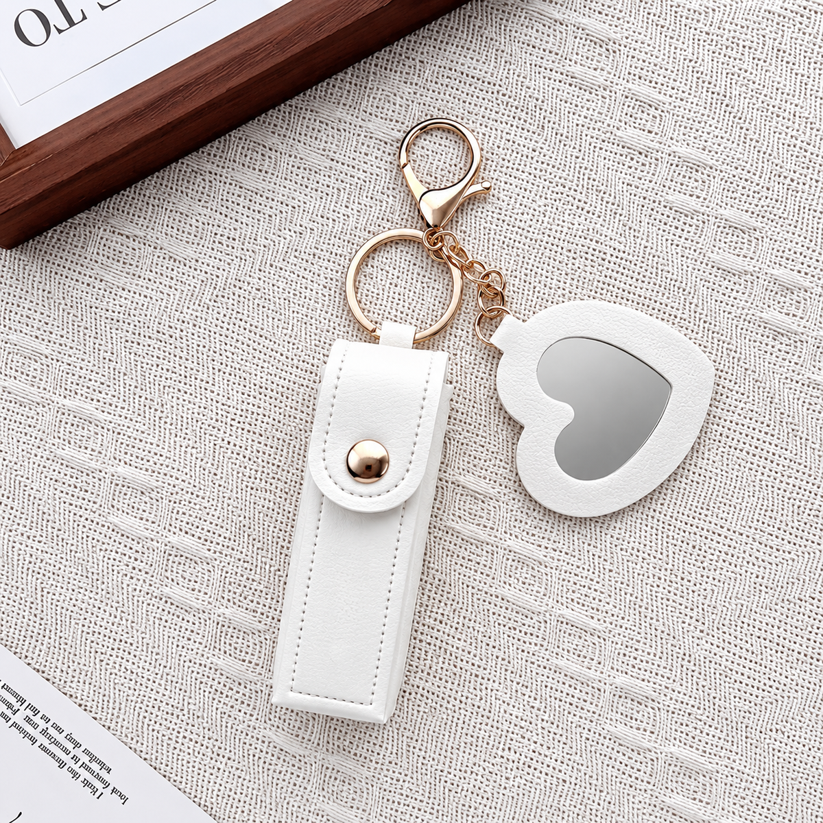 Heart Mirror Keychain & Lipstick Holder