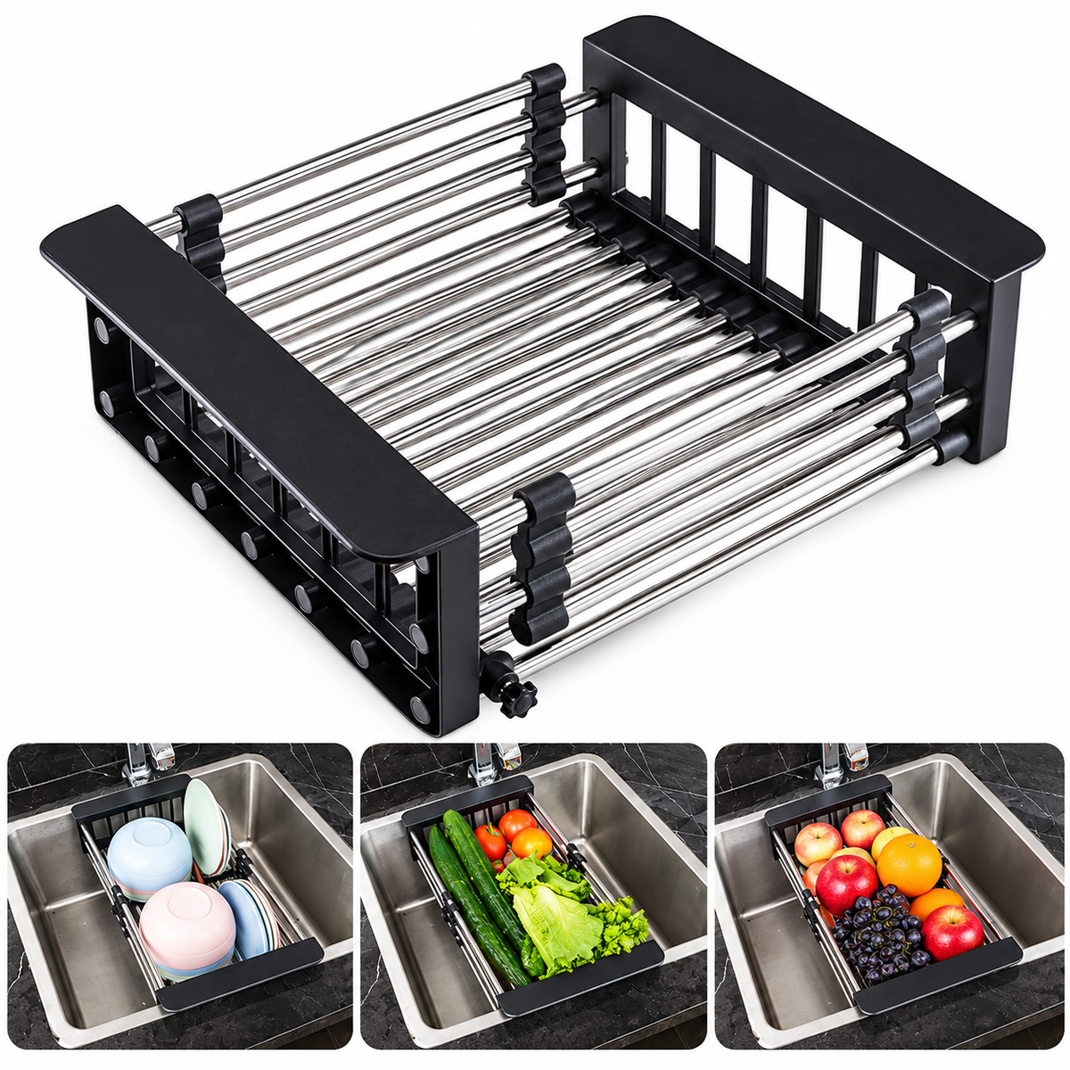 Adjustable Sink Drain Rack