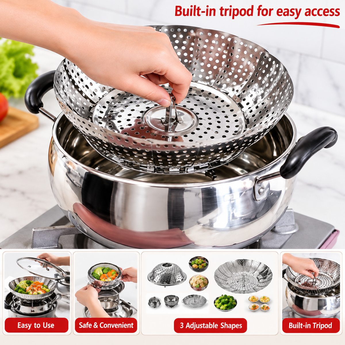 Multifunctional Stainless Steel Steamer