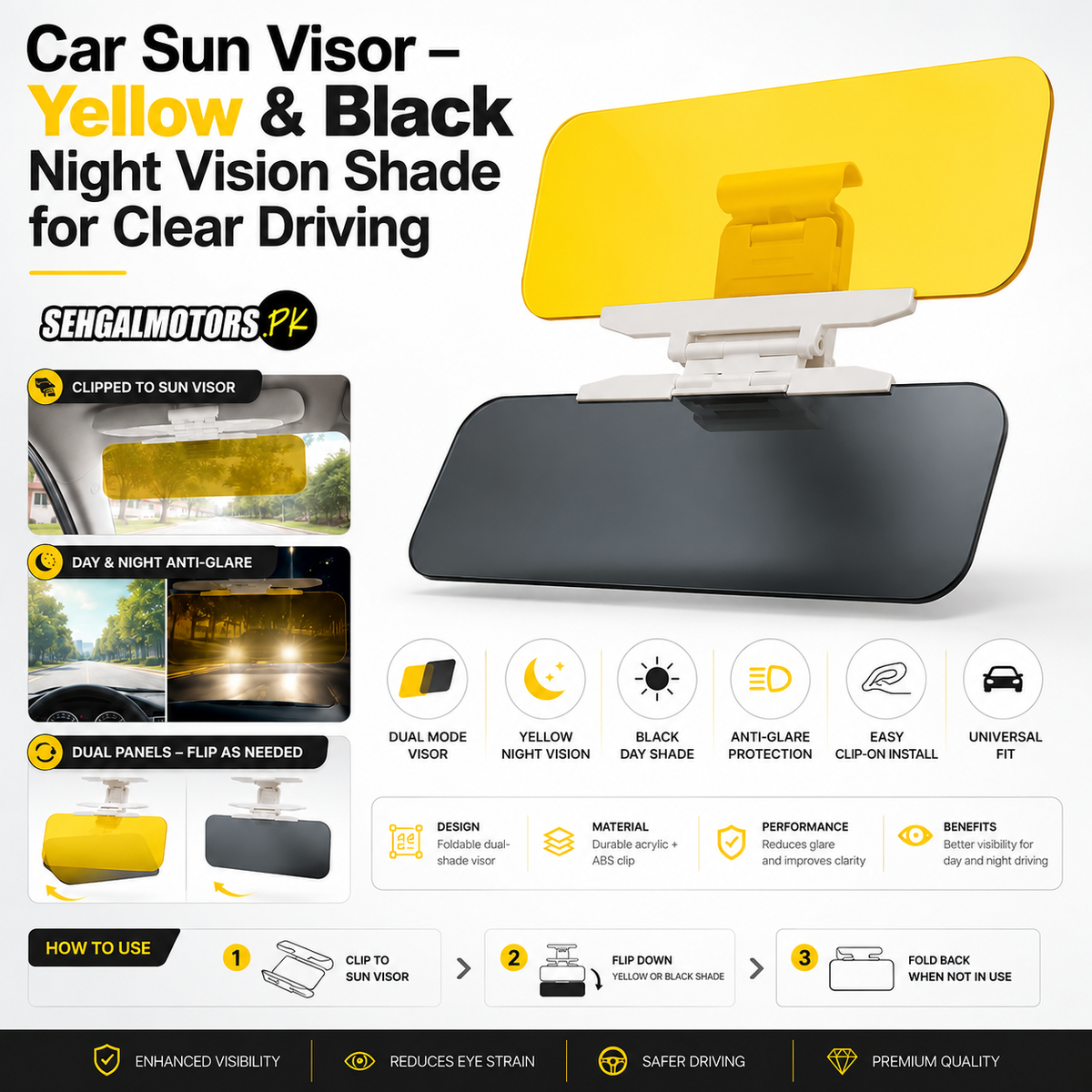 Car Sun Visor - Anti-Glare Shield