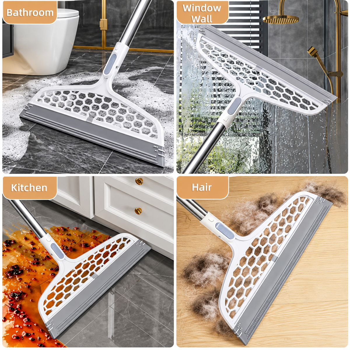 Multifunctional Silicone Floor Squeegee – 180° Rotatable