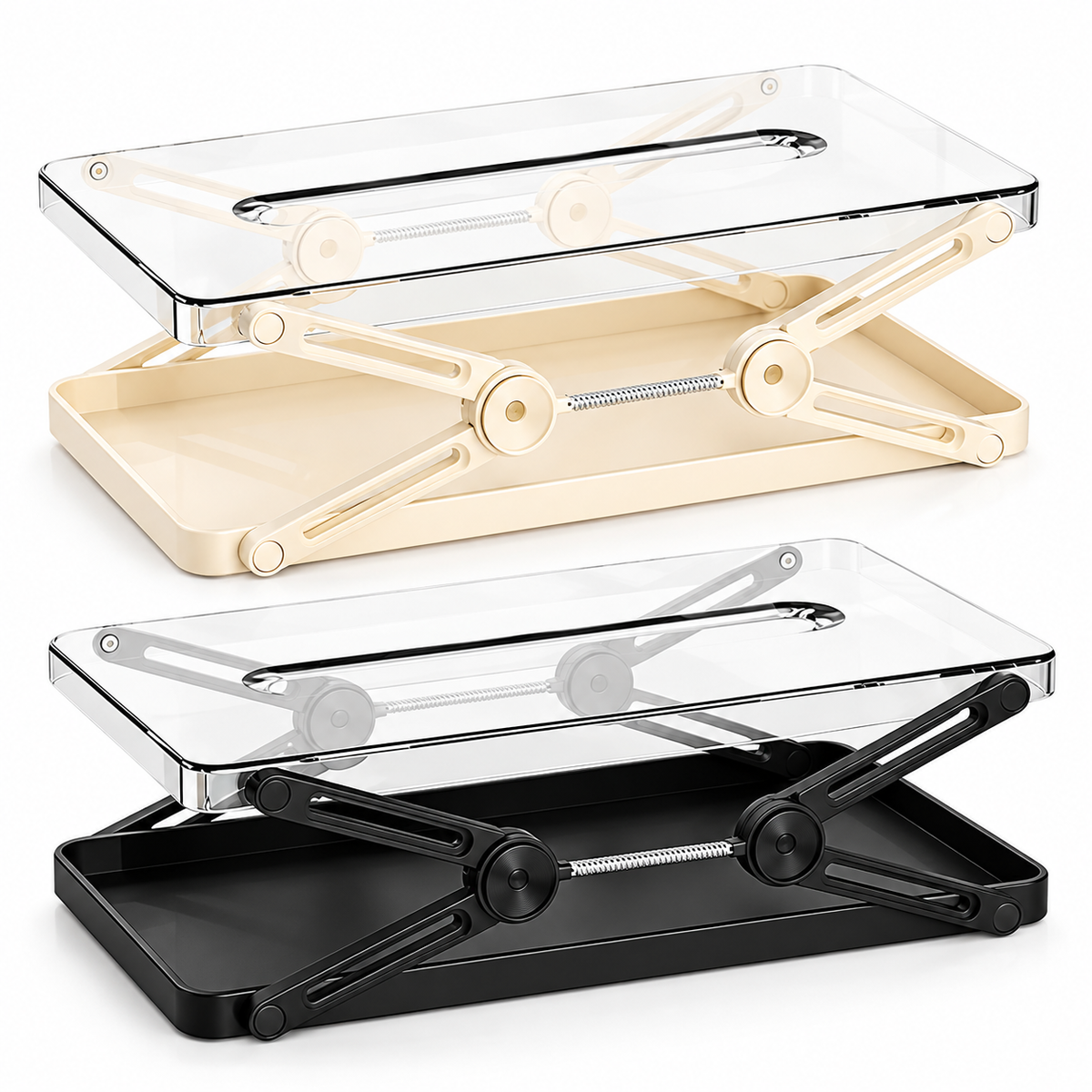 Adjustable Tissue Box Holder with Spring Lift