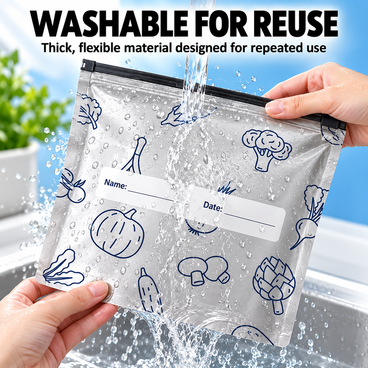 Reusable Aluminum Food Storage Bags with Zipper Seal