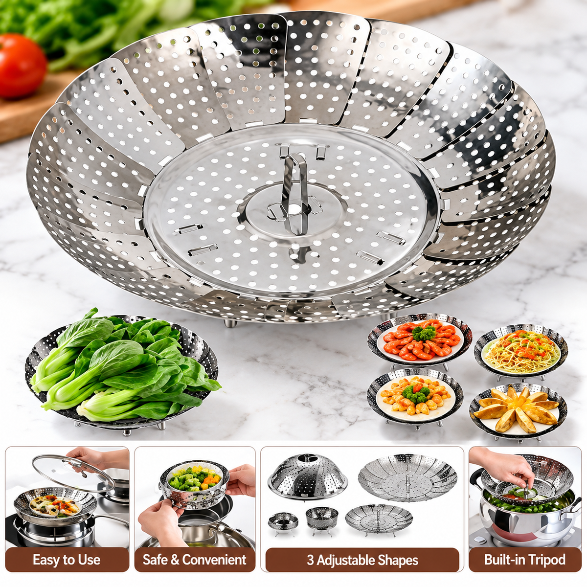 Multifunctional Stainless Steel Steamer