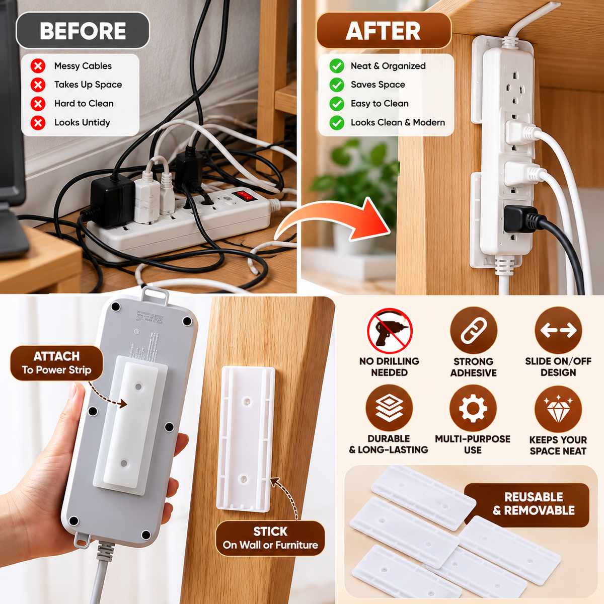 Removable Adhesive Wall-Mounted Holder