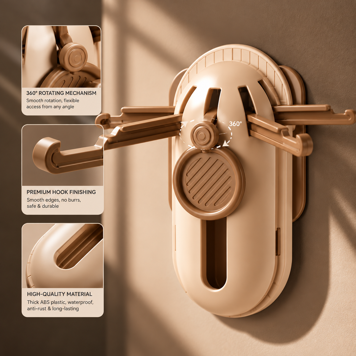 360° Rotating Wall-Mounted Multi-Purpose Hook Organizer