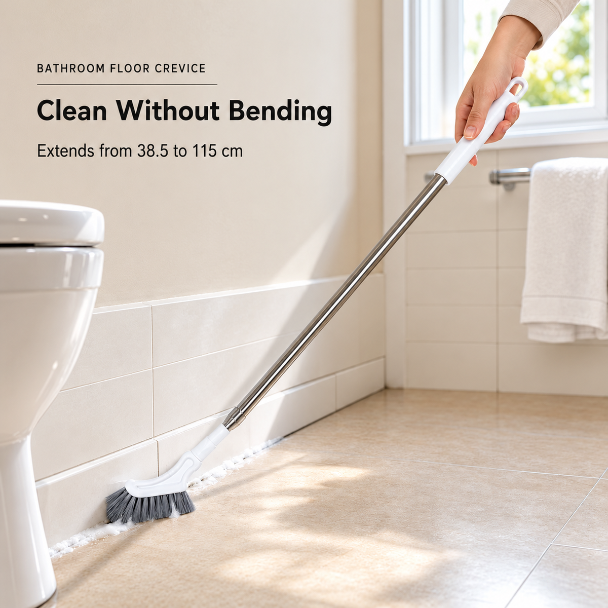Extendable L-Shaped Crevice Cleaning Brush