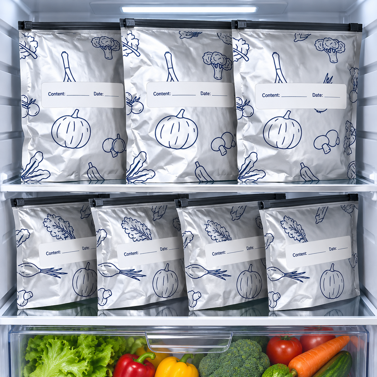 Reusable Aluminum Food Storage Bags with Zipper Seal