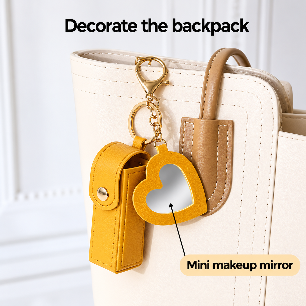 Heart Mirror Keychain & Lipstick Holder