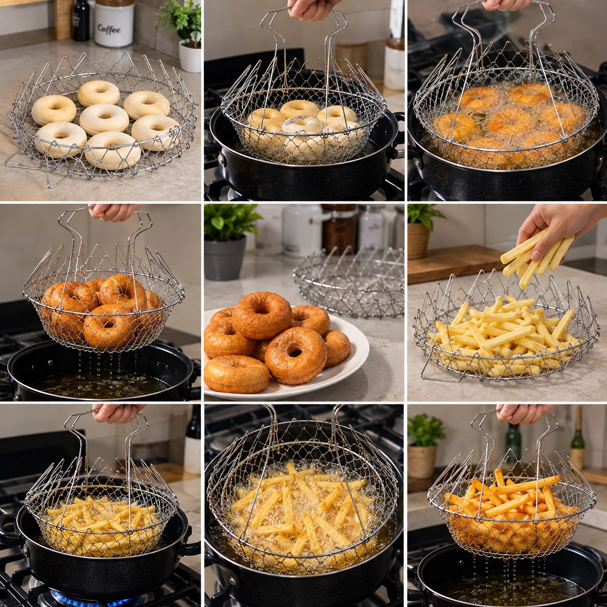 Multifunctional 12 in 1 Folding Frying Chef Basket