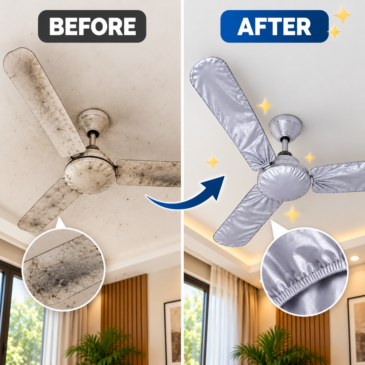 Silver Ceiling Fan Dust Cover