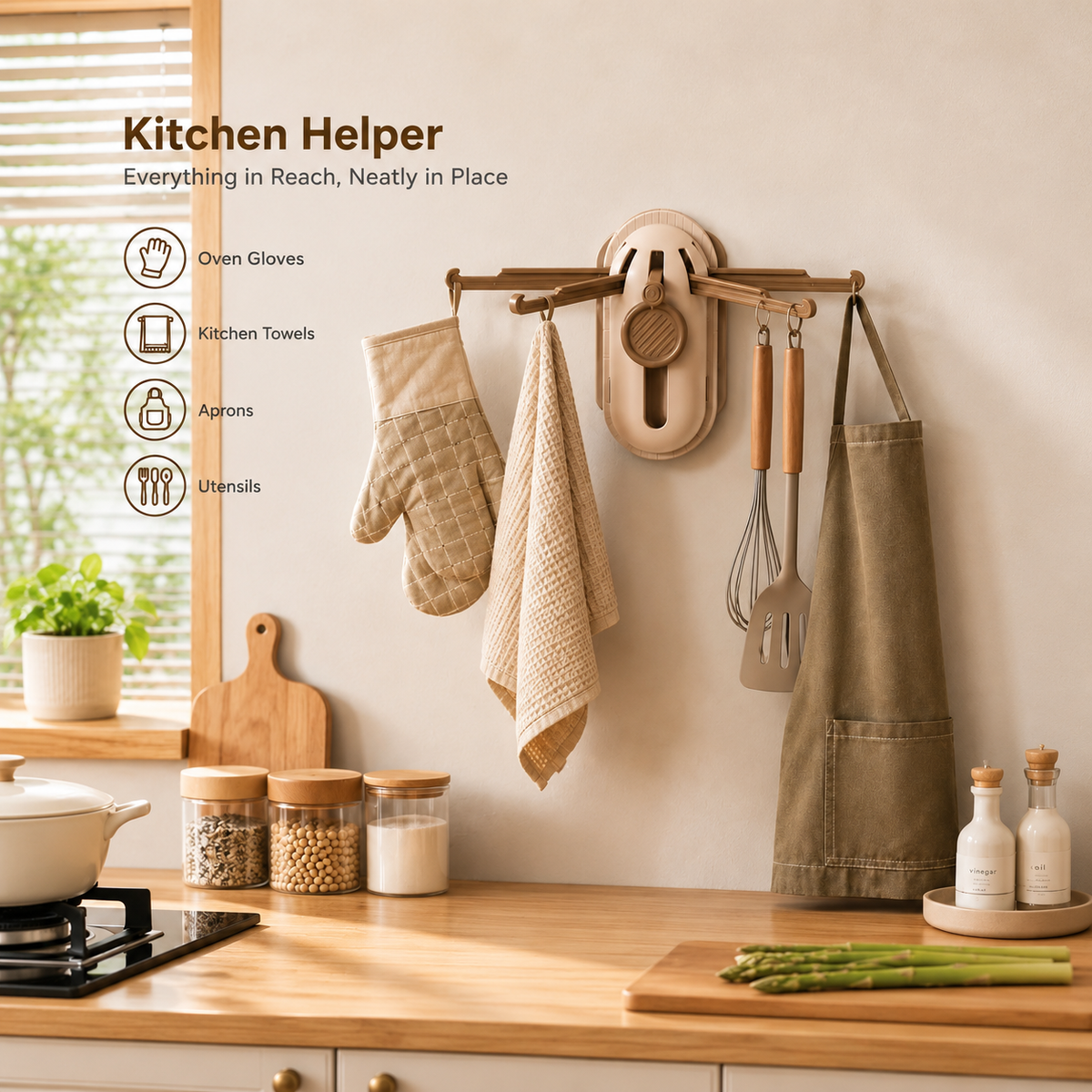 360° Rotating Wall-Mounted Multi-Purpose Hook Organizer