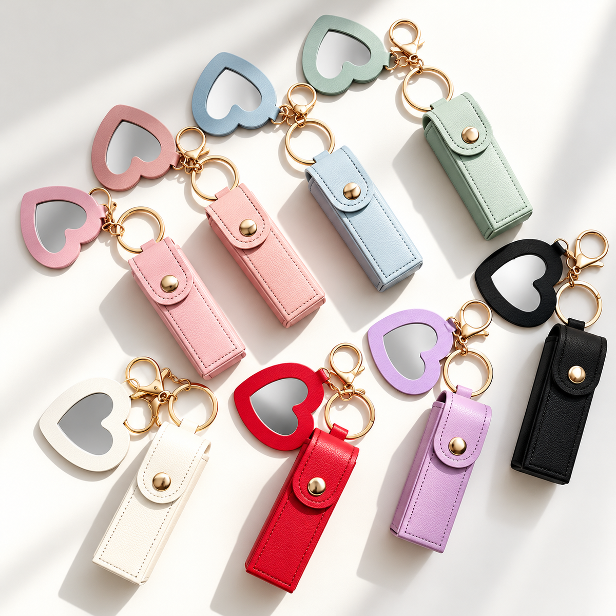 Heart Mirror Keychain & Lipstick Holder