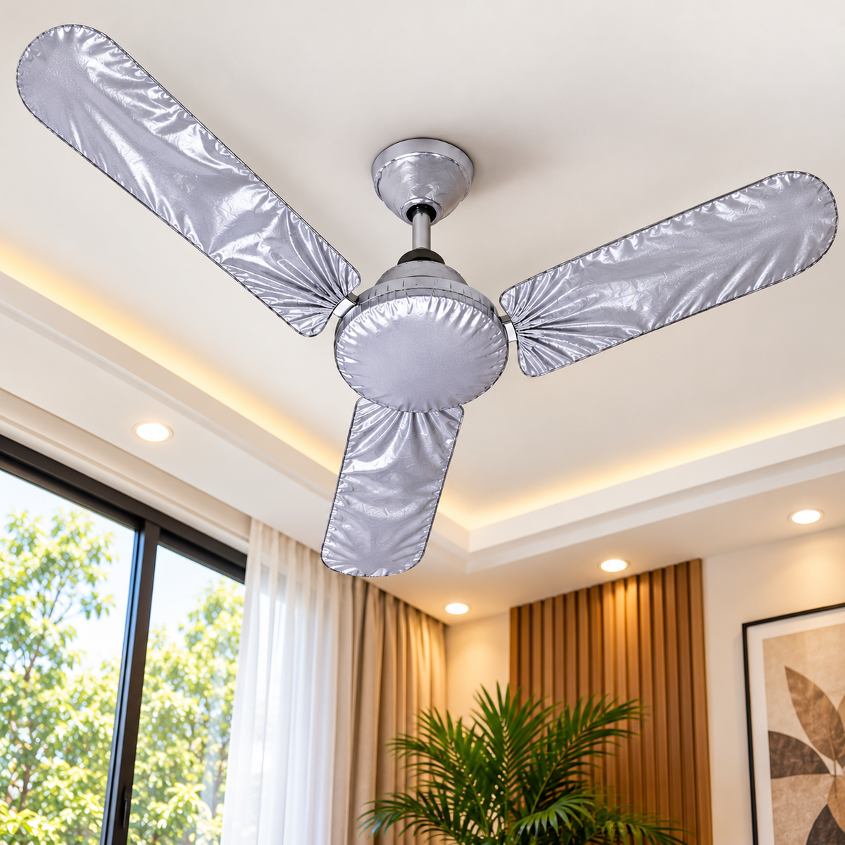 Silver Ceiling Fan Dust Cover