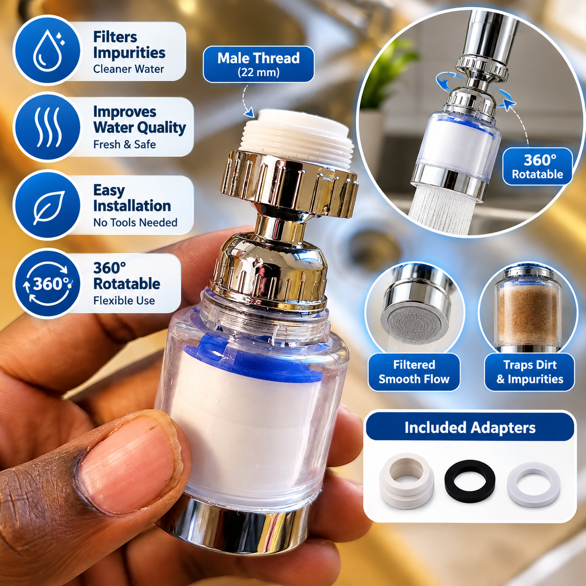 360° Rotating Faucet Water Filter Aerator