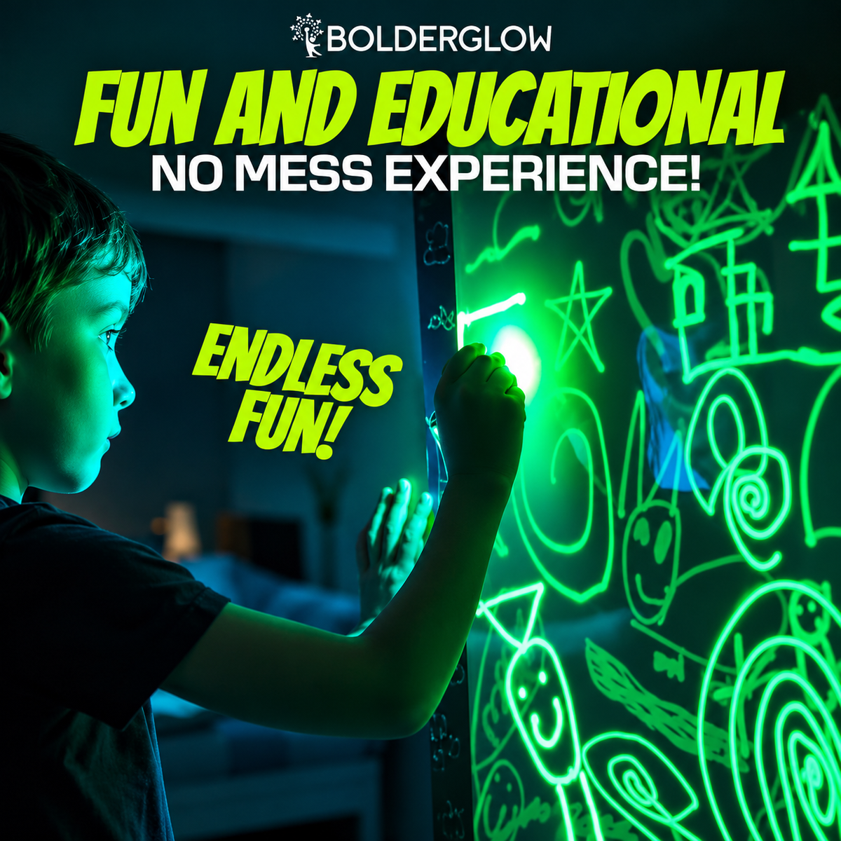 GlowScape Reusable Glow-in-the-Dark Drawing Board