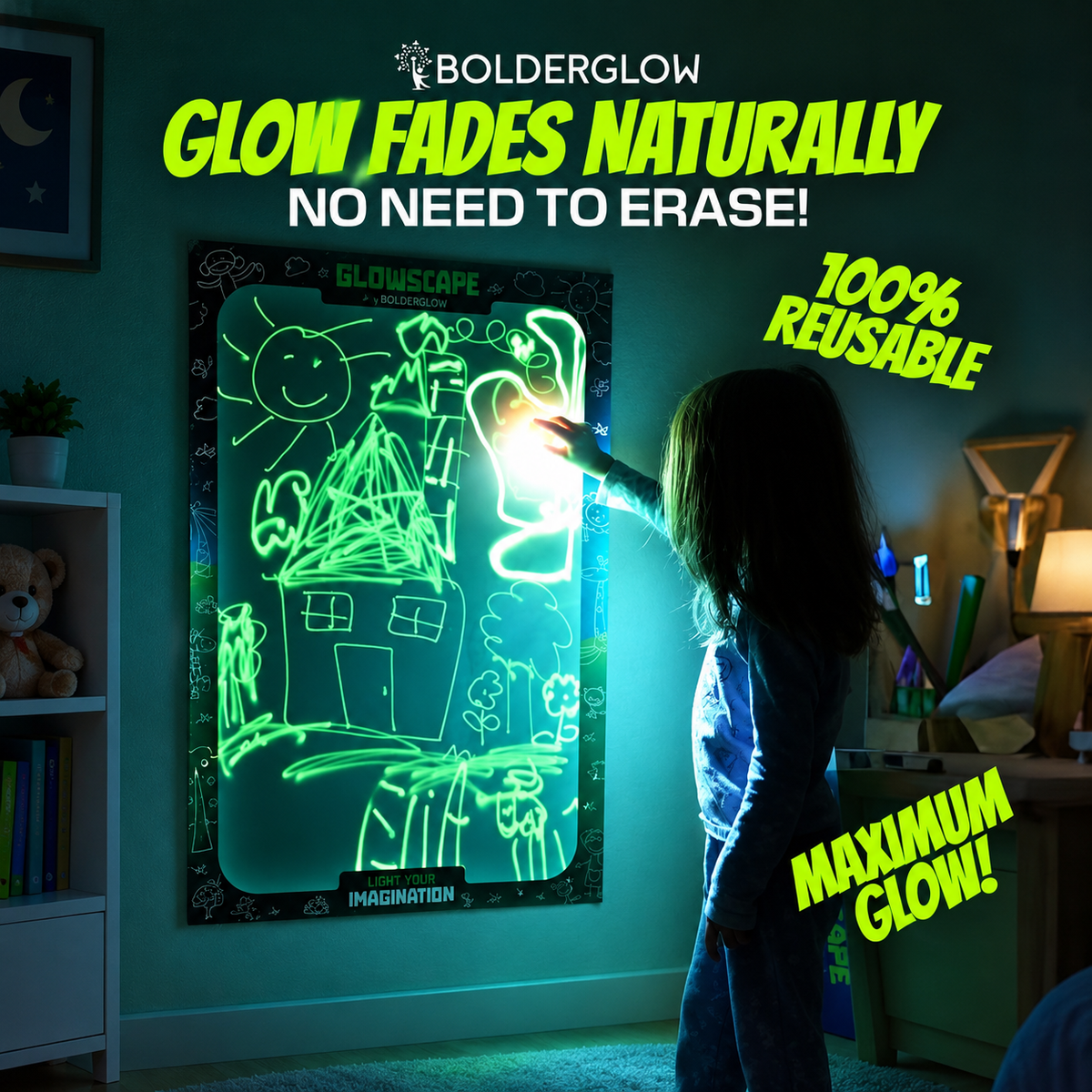 GlowScape Reusable Glow-in-the-Dark Drawing Board