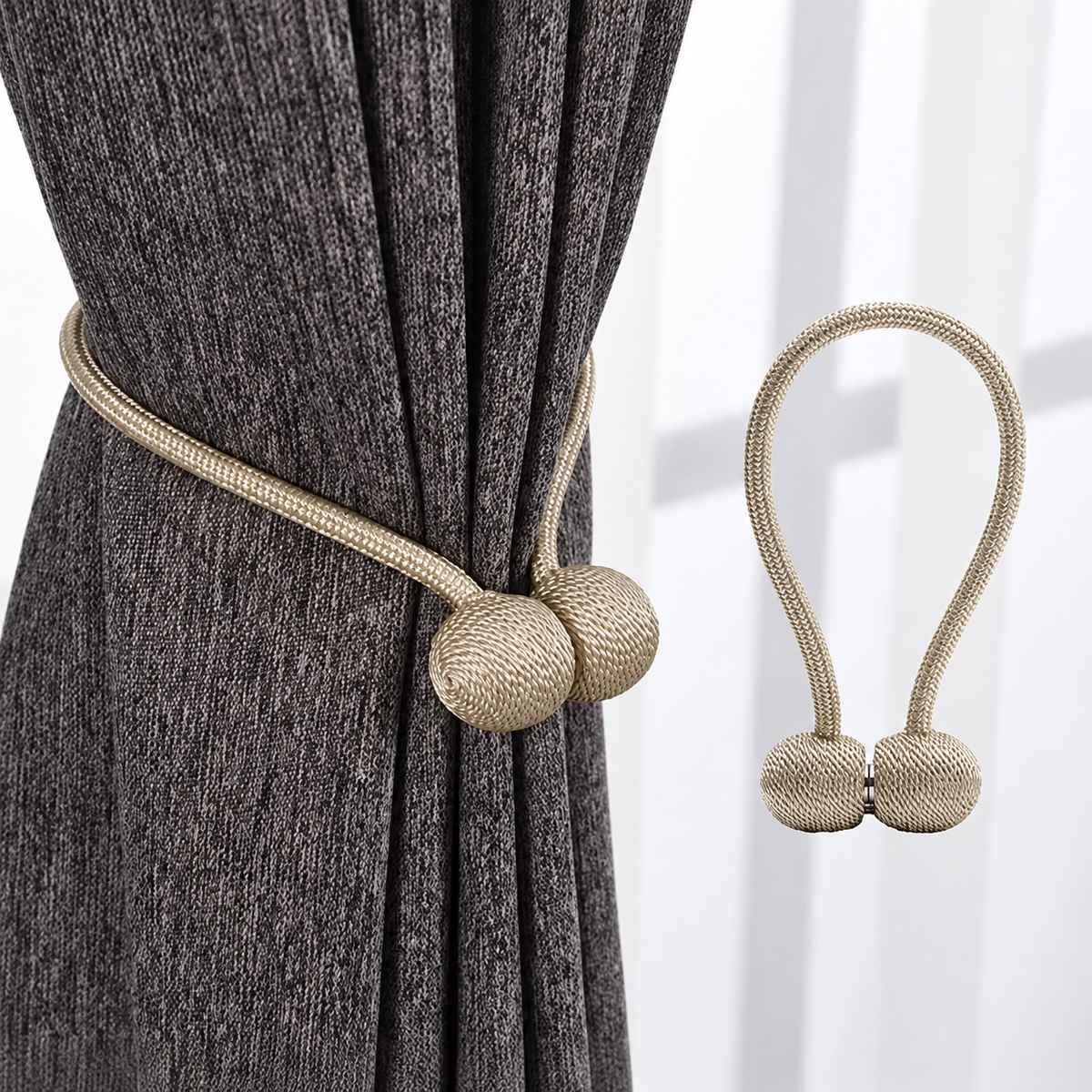 Magnetic Curtain Tiebacks – Elegant Rope Curtain Holdbacks