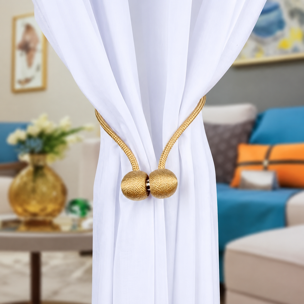 Magnetic Curtain Tiebacks – Elegant Rope Curtain Holdbacks