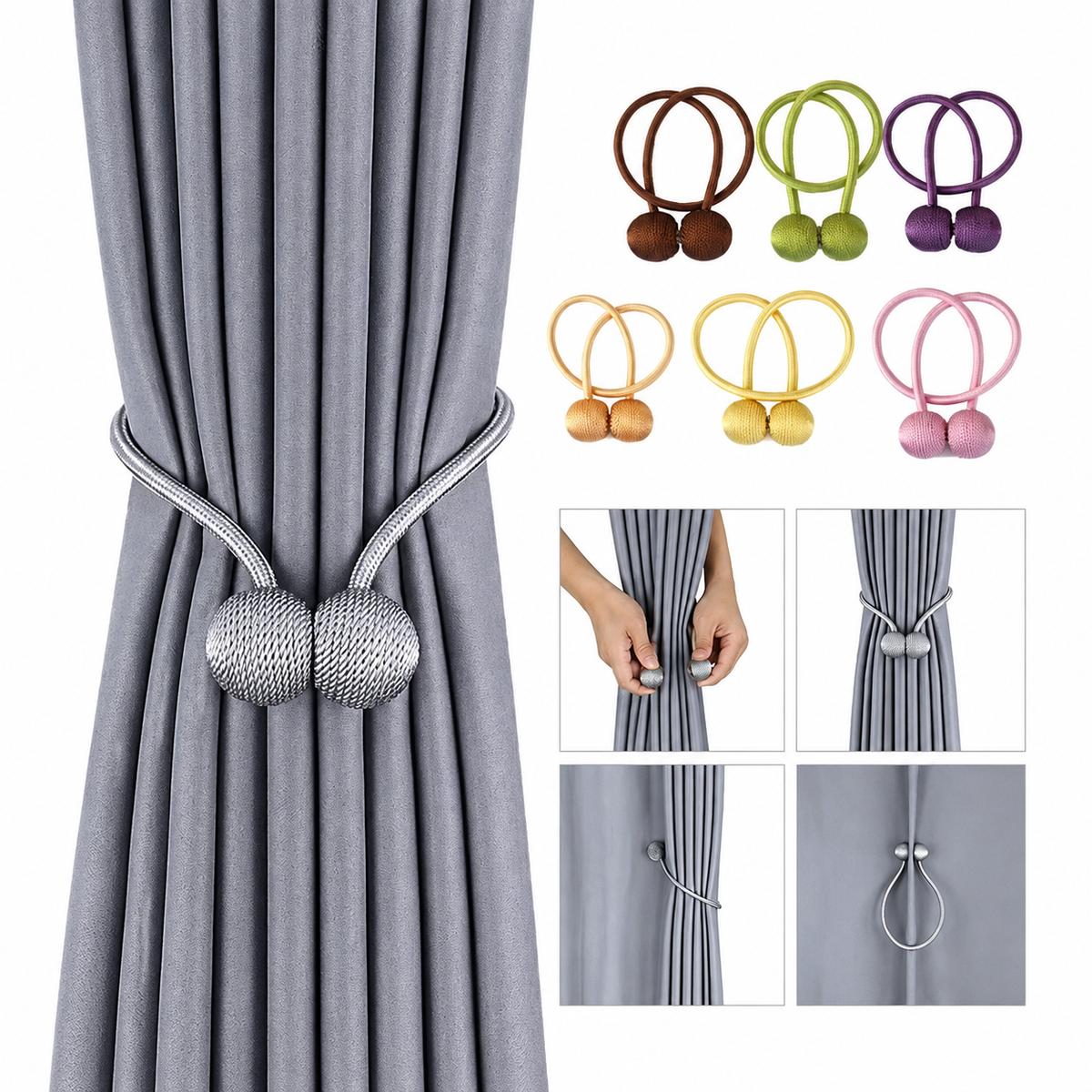 Magnetic Curtain Tiebacks – Elegant Rope Curtain Holdbacks
