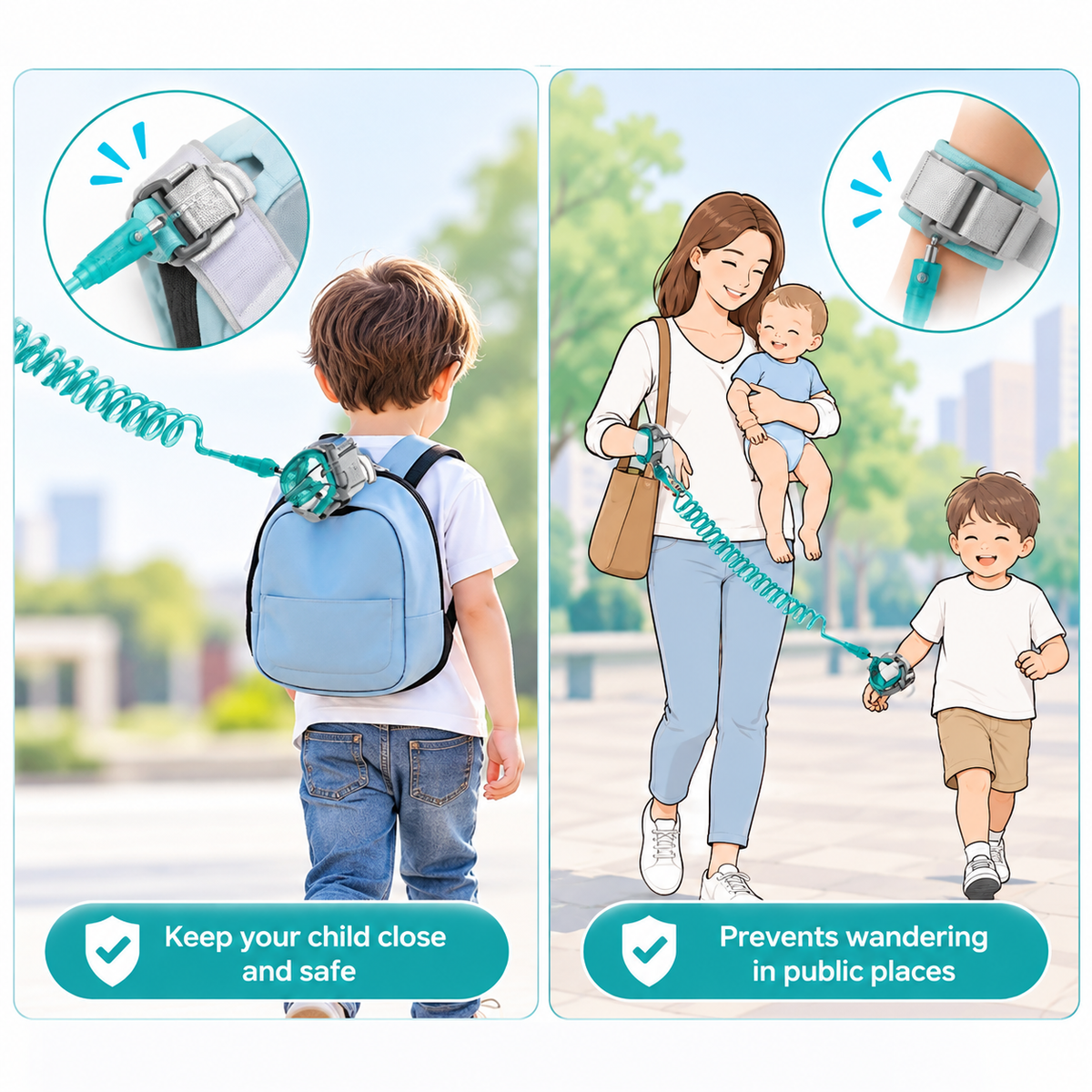 Kids Safety Anti-Lost Wrist Leash – Adjustable Child Safety Strap