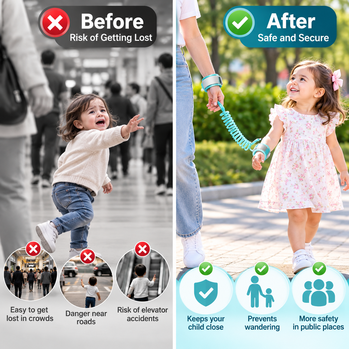 Kids Safety Anti-Lost Wrist Leash – Adjustable Child Safety Strap
