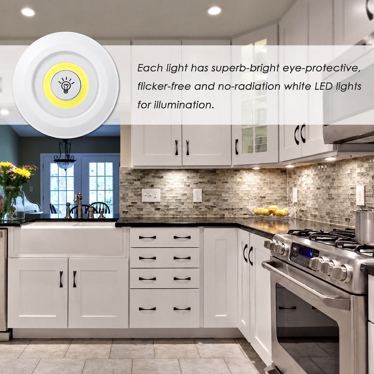 Wireless LED Puck Lights with Remote