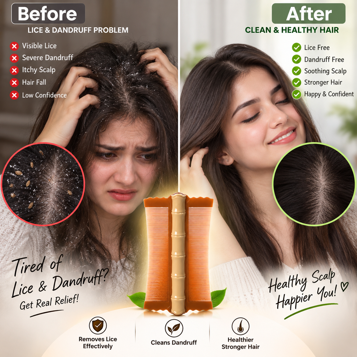 Lice Removal Comb Fine Tooth Nit Comb Dandruff Scalp Hair Cleaning Tool