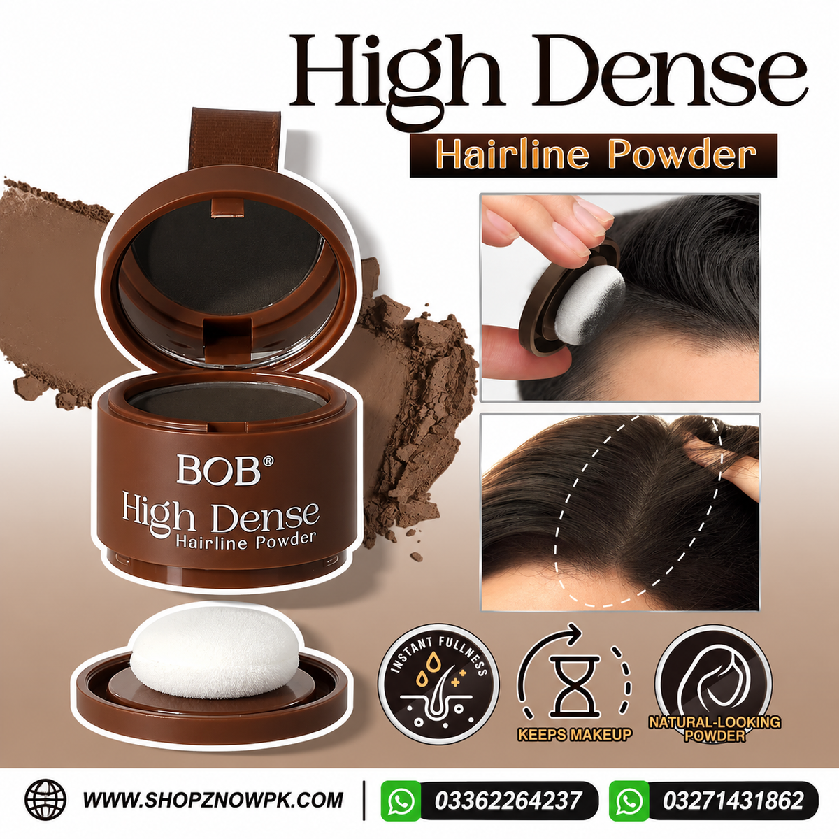 BOB High Dense Hairline Powder – Hair Concealer 3 Shades