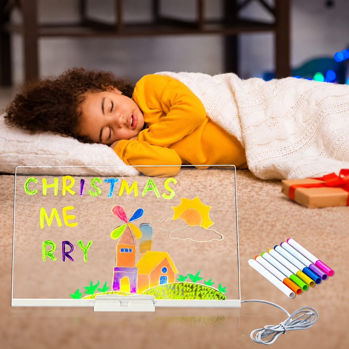 DIY Acrylic LED Writing Board – Glow Drawing Lamp with 7 Pens